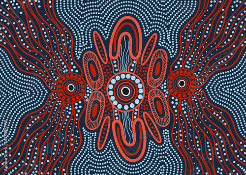 Red and blue dot art - aboriginal
