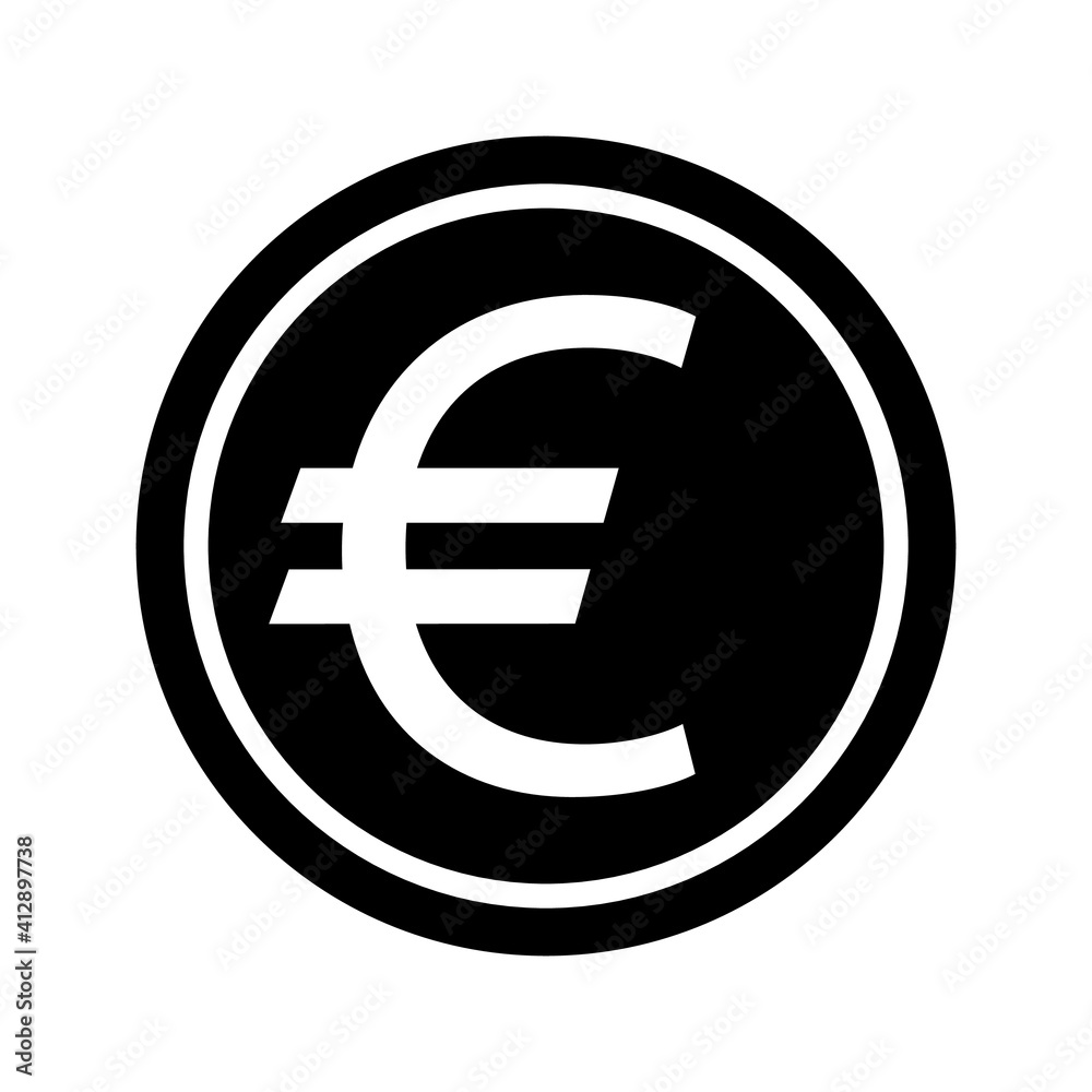 Euro coin icon, Travel and holiday symbols Euro coin icon, Travel and holiday symbols