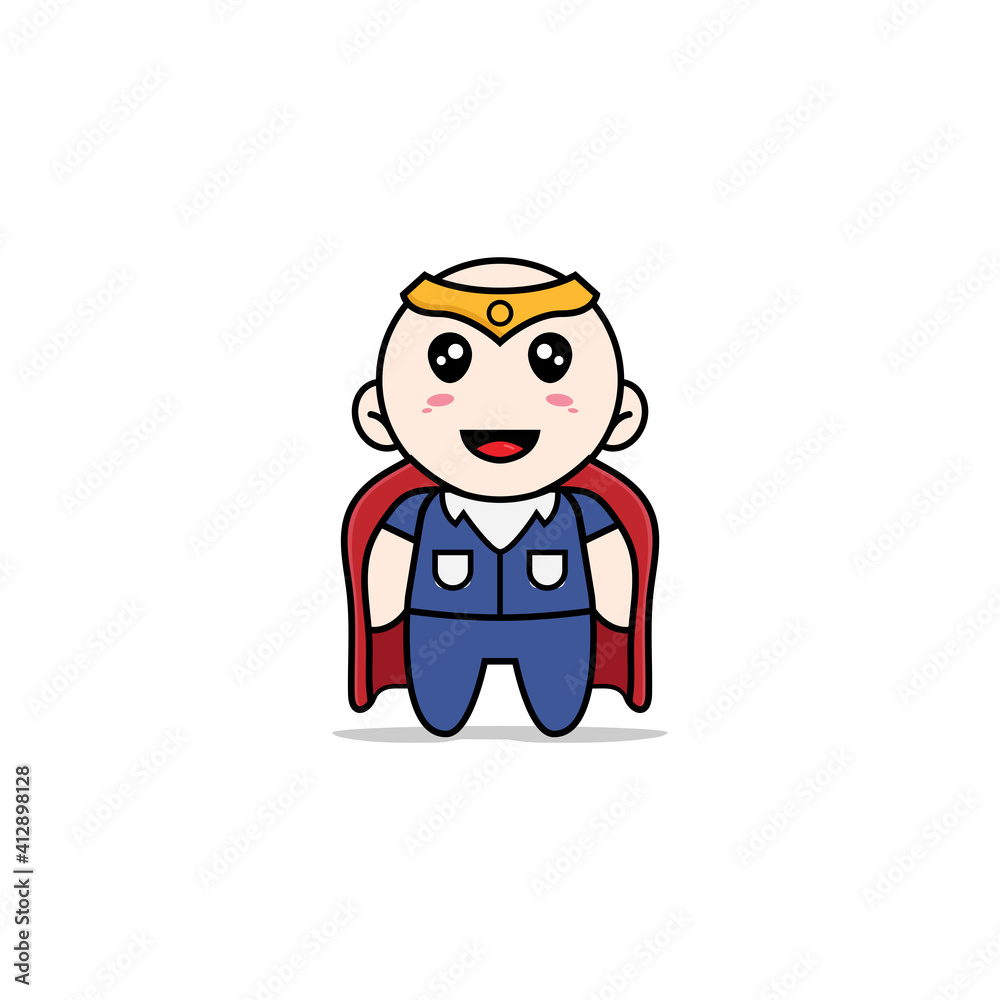 Cute men character wearing superhero costume.
