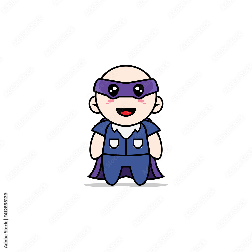 Cute men character wearing superhero costume. Cute men character wearing superhero costume.