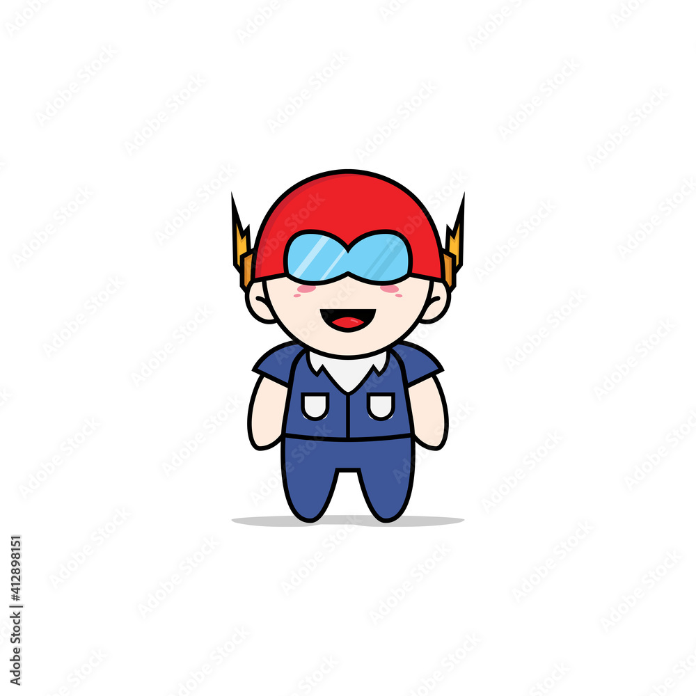 Cute men character wearing superhero costume. Cute men character wearing superhero costume.