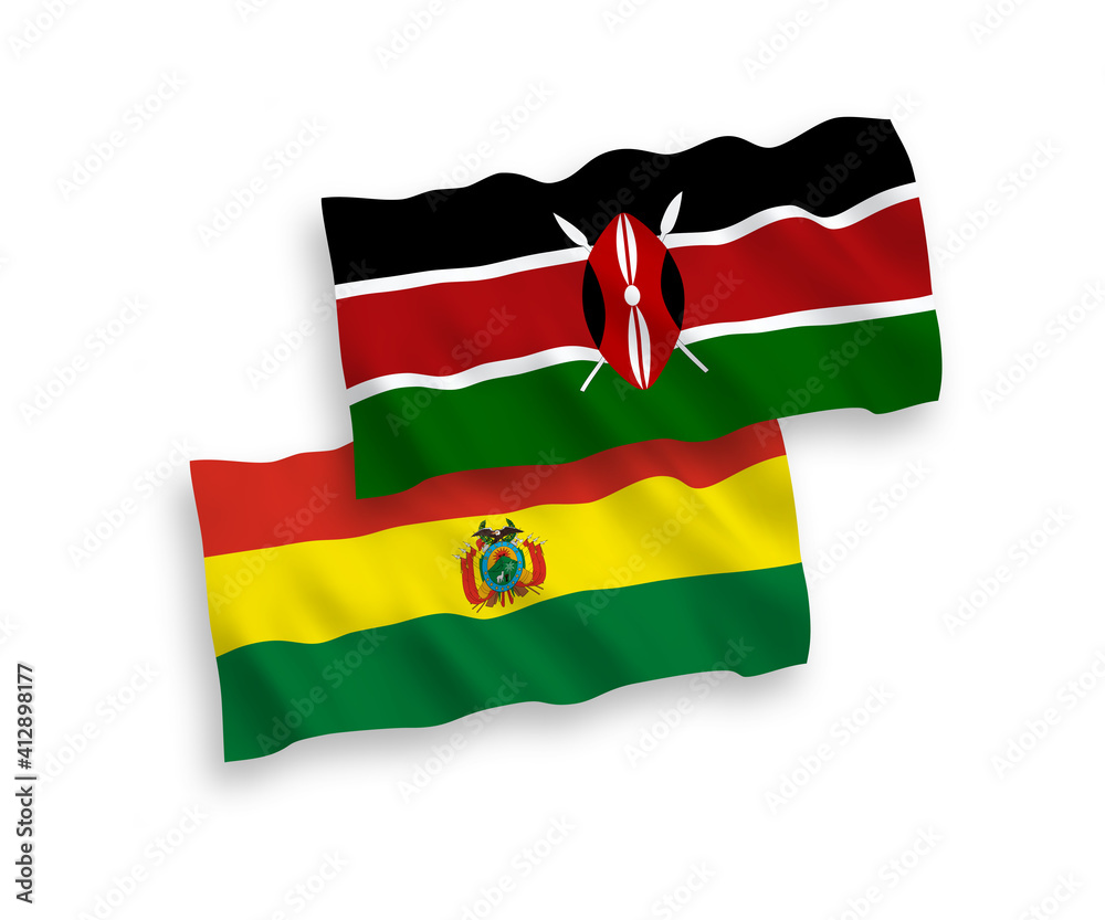 Fototapeta premium Flags of Bolivia and Kenya on a white background