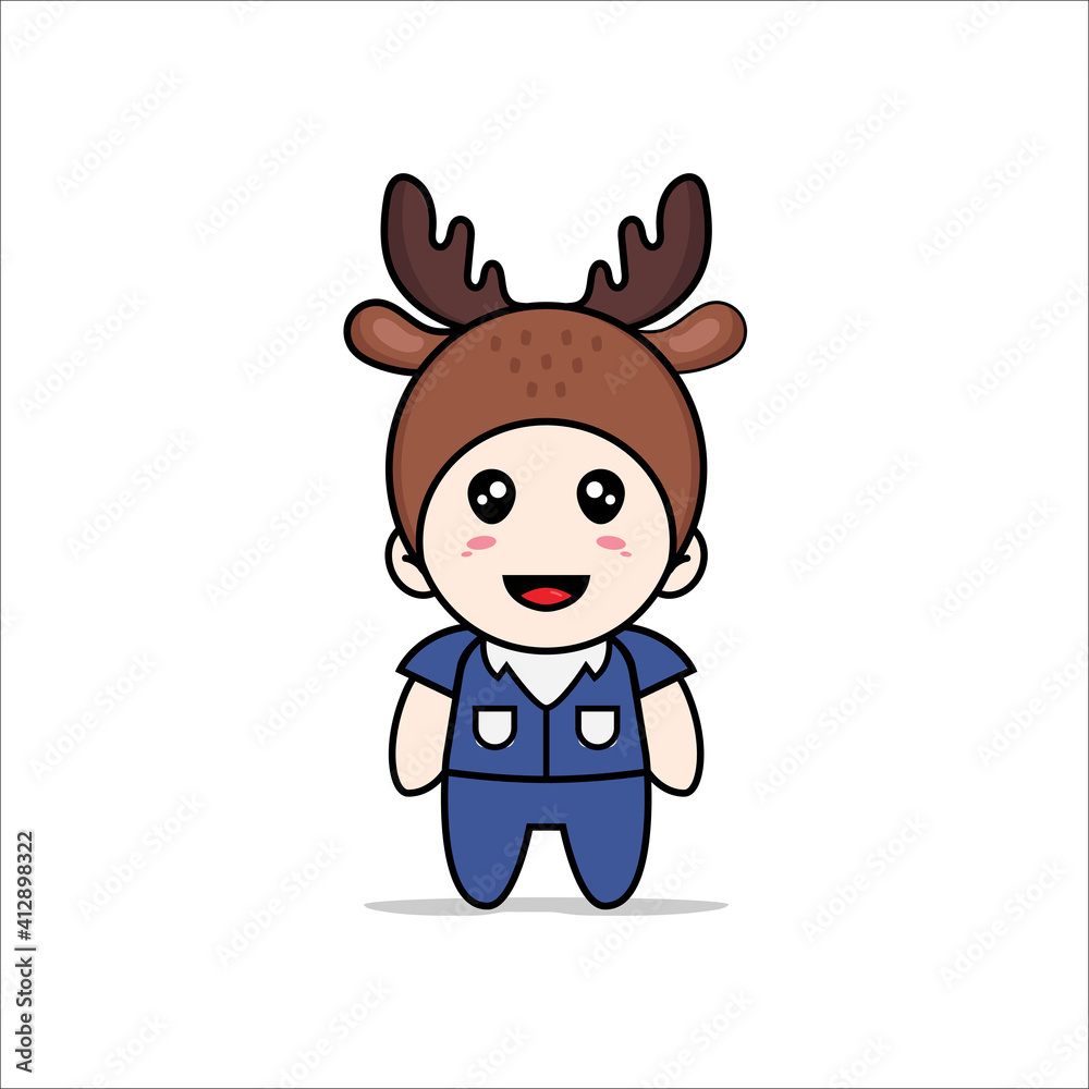 Cute men character wearing deer costume. Cute men character wearing deer costume.