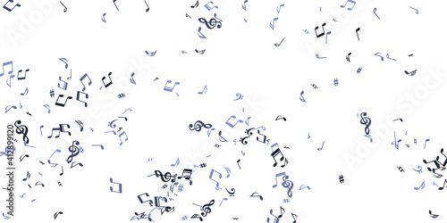 Musical notes flying vector pattern. Melody