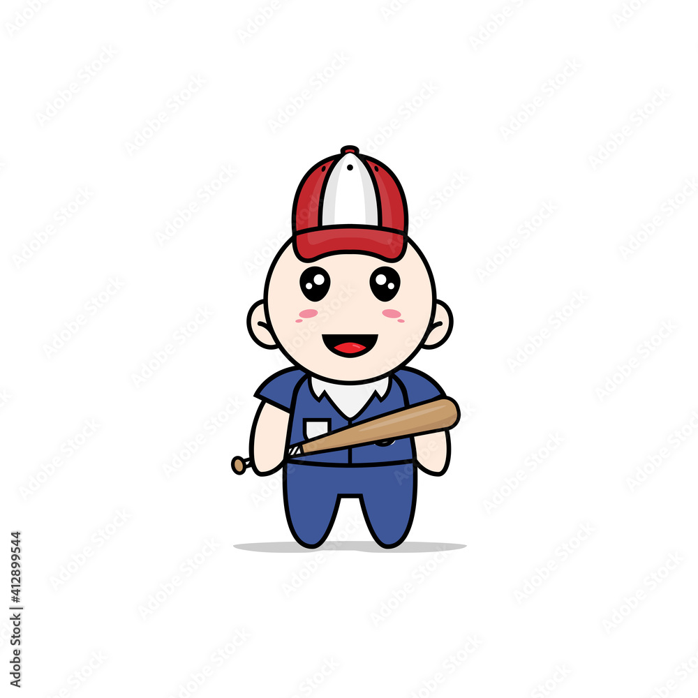 Cute men character design wearing baseball costume. Cute men character design wearing baseball costume.