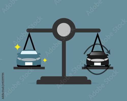 need to decide to buy new car or second hand car vector
