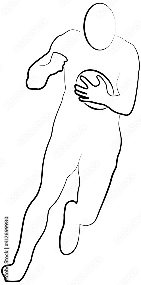 Rugby player running with ball line icon of a sports set Rugby player running with ball line icon of a sports set