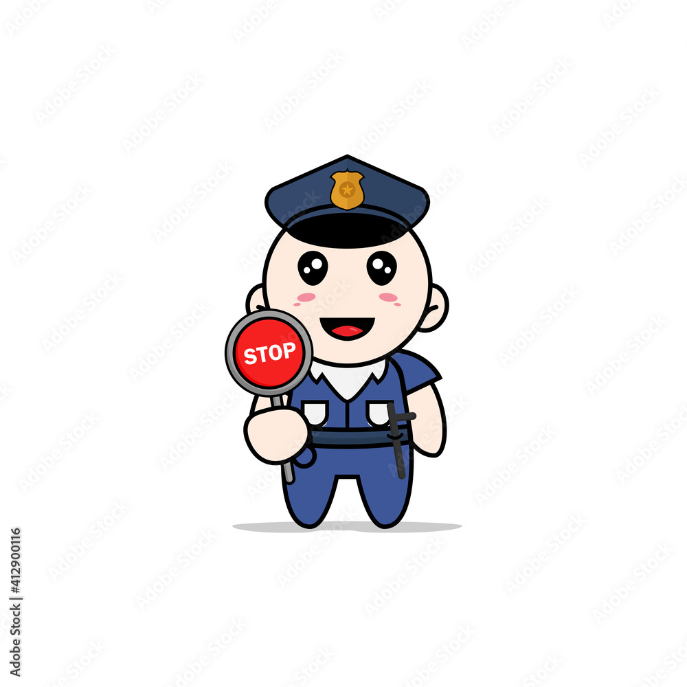 Cute men character wearing police costume. Cute men character wearing police costume.