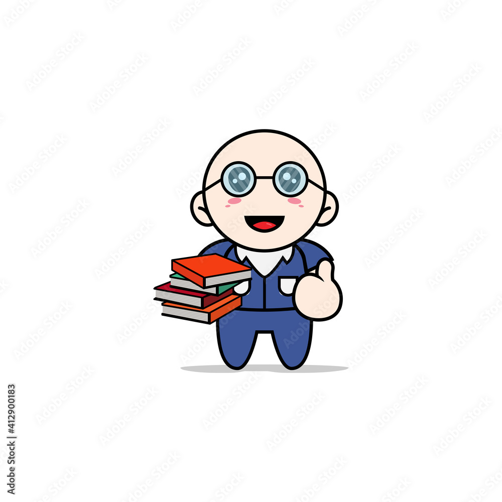 Cute men character wearing librarian costume. Cute men character wearing librarian costume.