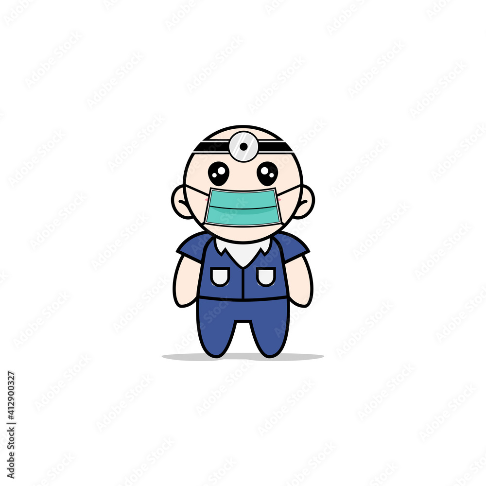 Cute men character wearing doctor costume.
