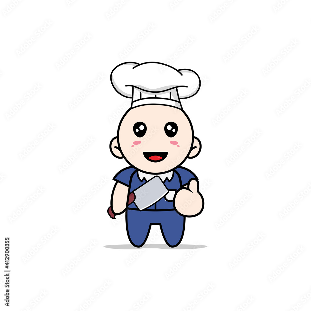 Cute men character wearing chef costume. Cute men character wearing chef costume.
