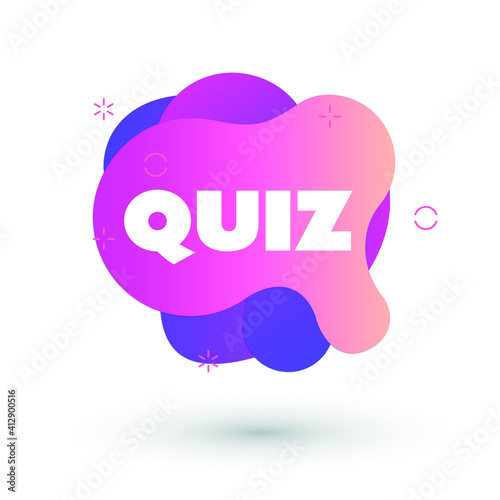 Quiz logo in liquid bubble style. Quiz brainy game word. Vector illustration