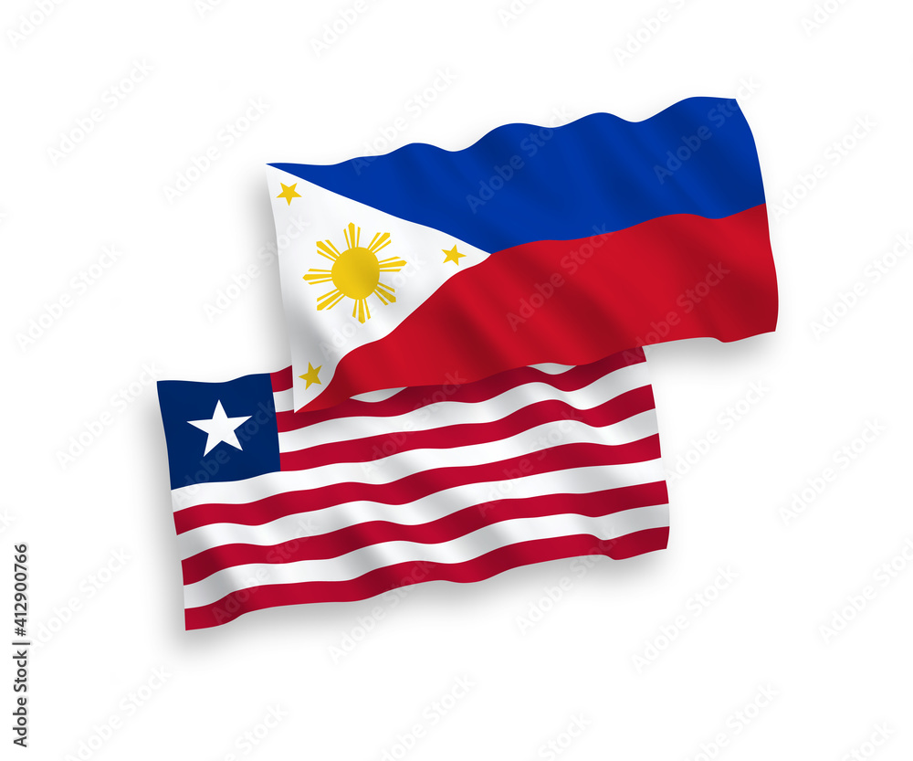 Flags of Liberia and Philippines on a white background Flags of Liberia and Philippines on a white background