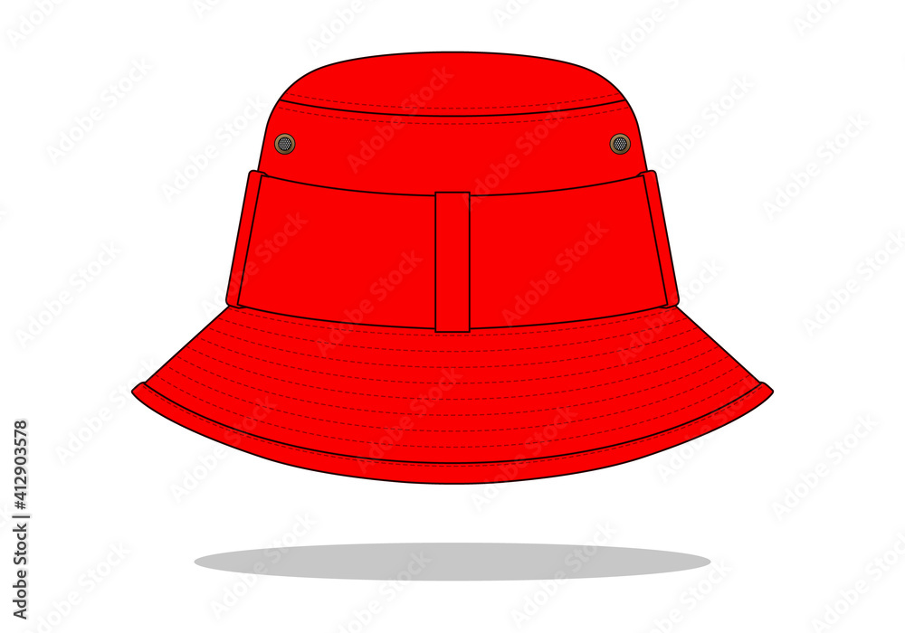 Fototapeta premium Red Bucket Hat Template Vector On White Background