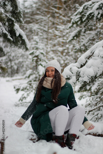 girl in winter forest 