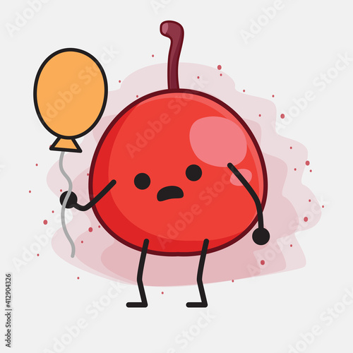 Hackberry Fruit Cute Character Illustration with simple face, hands and legs on isolated background