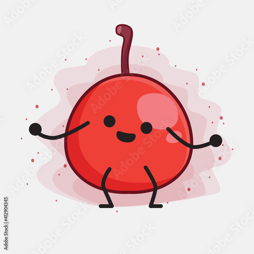 Hackberry Fruit Cute Character Illustration with simple face, hands and legs on isolated background