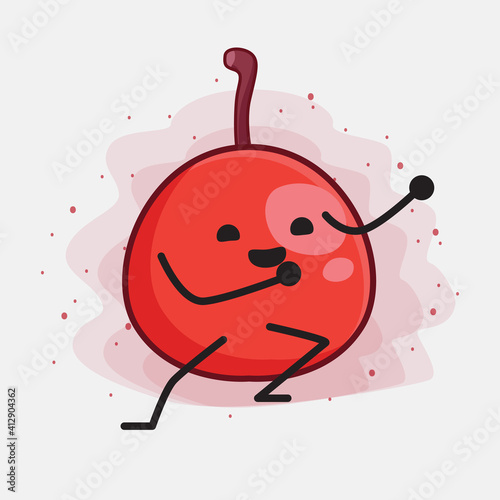Hackberry Fruit Cute Character Illustration with simple face, hands and legs on isolated background