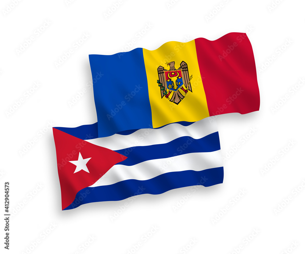 Fototapeta premium Flags of Moldova and Cuba on a white background