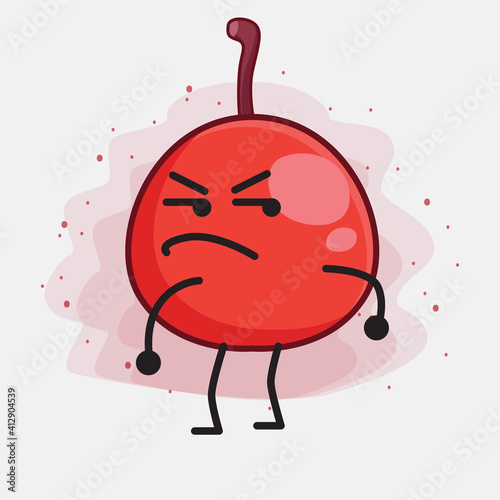 Hackberry Fruit Cute Character Illustration with simple face, hands and legs on isolated background