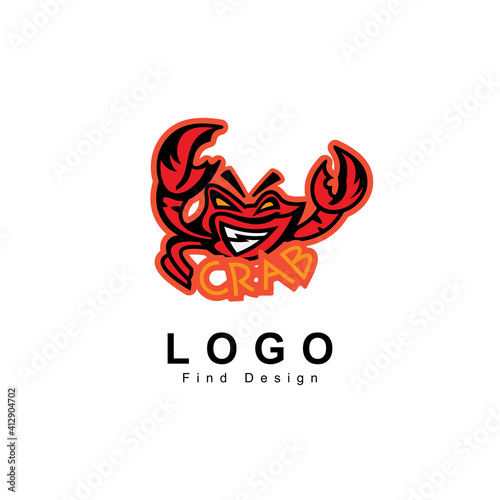 animal logo, crab logo, esport emblem, sticker, restaurant and shop symbol template