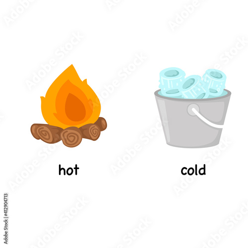 Opposite words hot and cold vector illustration