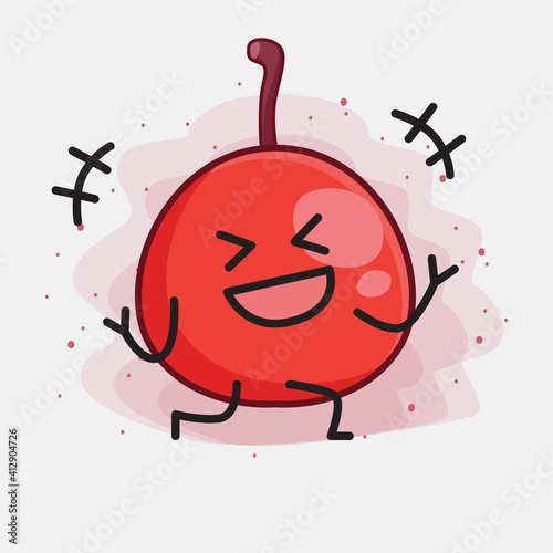 Hackberry Fruit Cute Character Illustration with simple face, hands and legs on isolated background