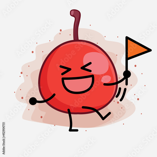 Hackberry Fruit Cute Character Illustration with simple face, hands and legs on isolated background