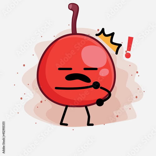 Hackberry Fruit Cute Character Illustration with simple face, hands and legs on isolated background