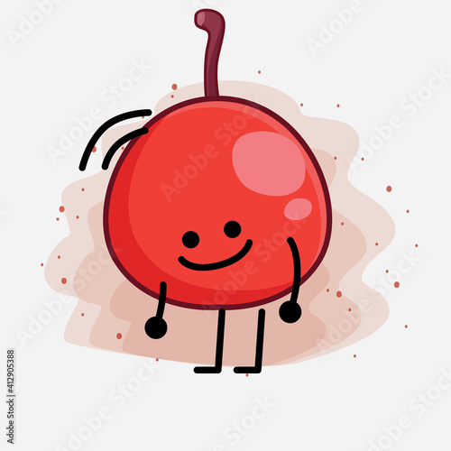 Hackberry Fruit Cute Character Illustration with simple face, hands and legs on isolated background