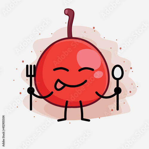 Hackberry Fruit Cute Character Illustration with simple face, hands and legs on isolated background
