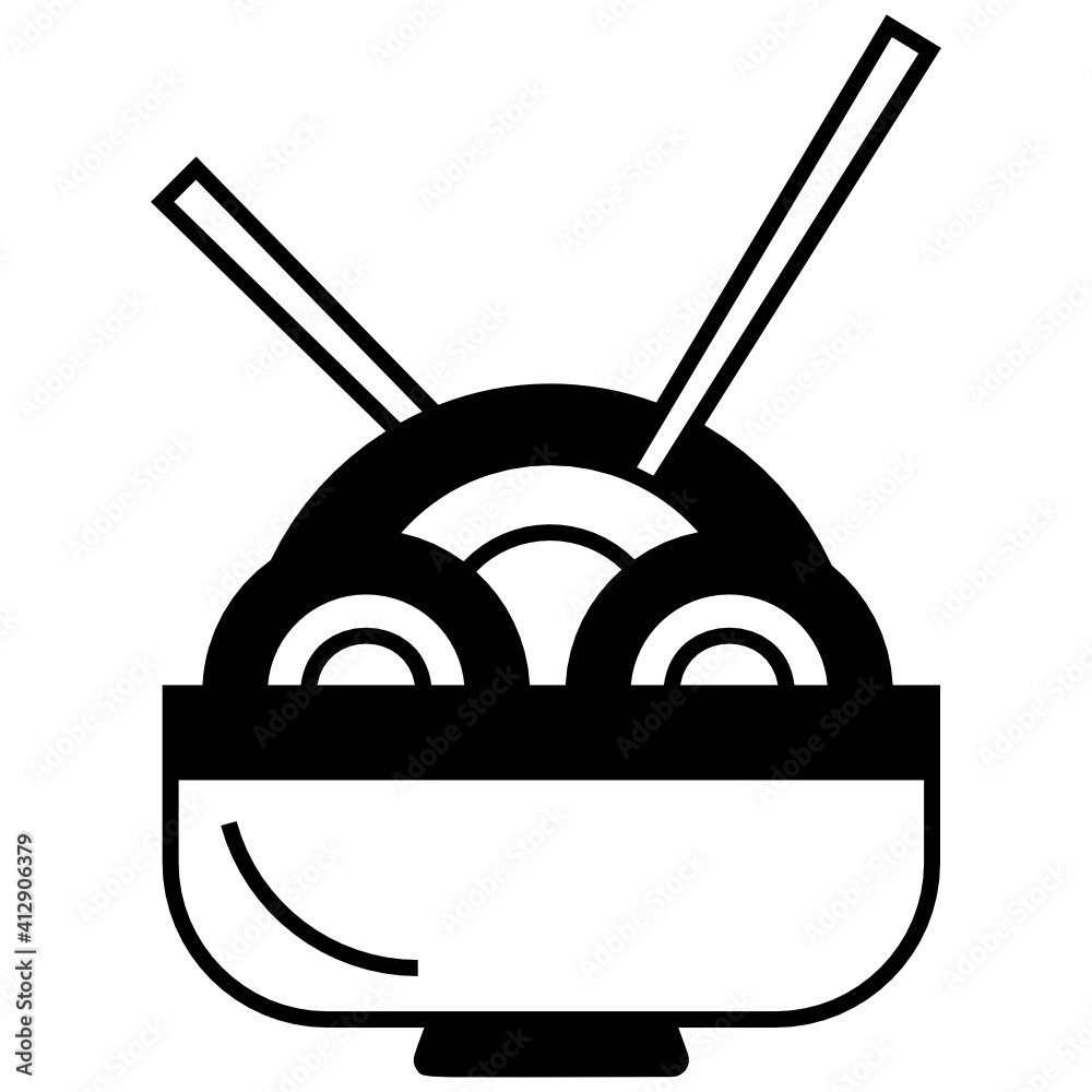 Bowl with Chopsticks Vector Glyph Icon Design, Traditional Chinese Culture Symbol on white background, Lunar New Year of the Ox 2021 Sign, China Travel Guide Stock, Tossed Noodles Concept, Bowl with Chopsticks Vector Glyph Icon Design, Traditional Chinese Culture Symbol on white background, Lunar New Year of the Ox 2021 Sign, China Travel Guide Stock, Tossed Noodles Concept,