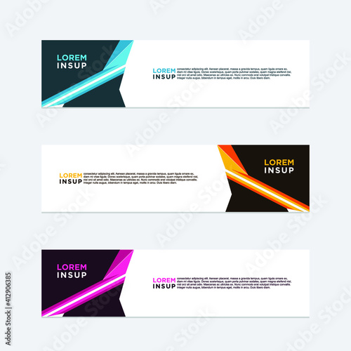 abstract geometric web design banner template isolated on dark grey background