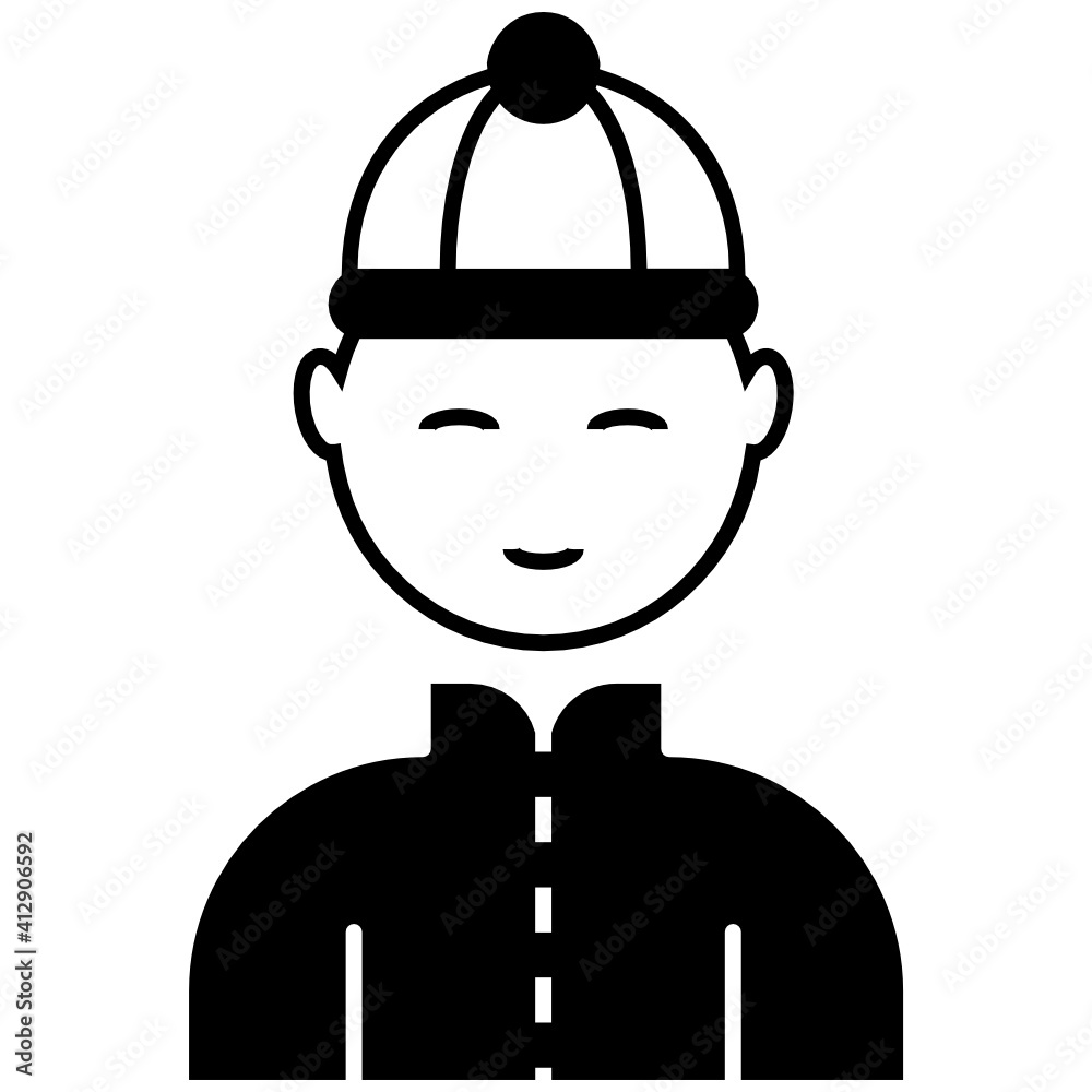 Chinese Male wearing in traditional costume Vector Glyph Icon Design, Traditional Chinese Culture Symbol on white background, Lunar New Year of the Ox 2021 Sign, China Travel Guide Stock illustartion Chinese Male wearing in traditional costume Vector Glyph Icon Design, Traditional Chinese Culture Symbol on white background, Lunar New Year of the Ox 2021 Sign, China Travel Guide Stock illustartion