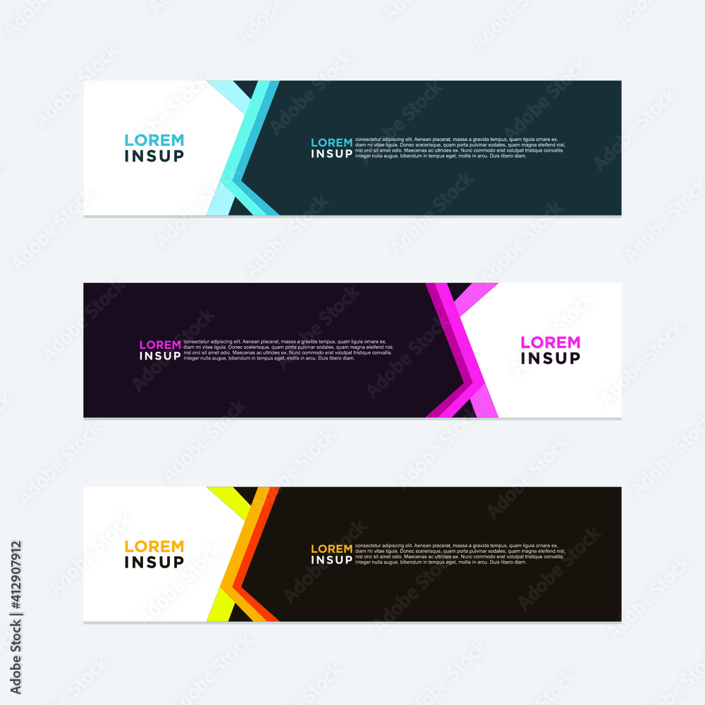 abstract geometric web design banner template isolated on dark grey background