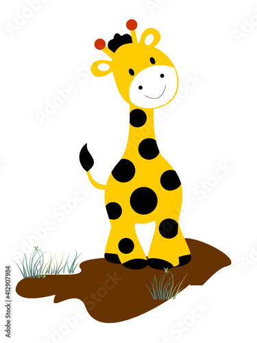 Vector Illustration of a Cute Little Giraffe