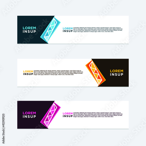 abstract geometric web design banner template isolated on dark grey background