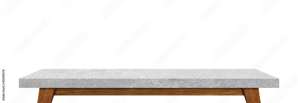 Empty stone table top isolated on white background. Template mock up for display of product Empty stone table top isolated on white background. Template mock up for display of product