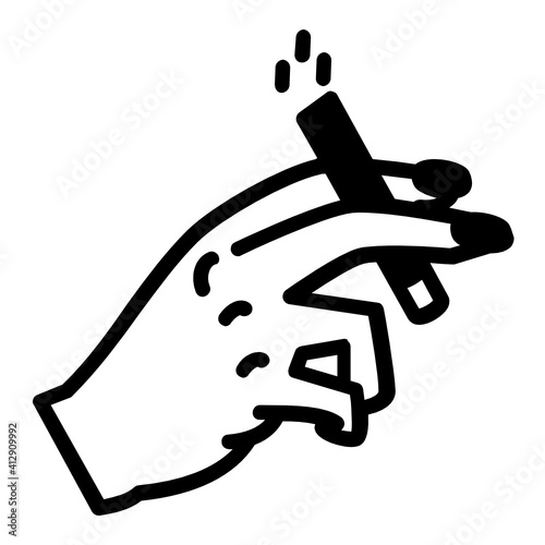 tobacco smoking addiction to nicotine Concept Vector Glyph Icon Design, addiction and bad habits symbols on white background, Human holding Cigarette stock illustration
