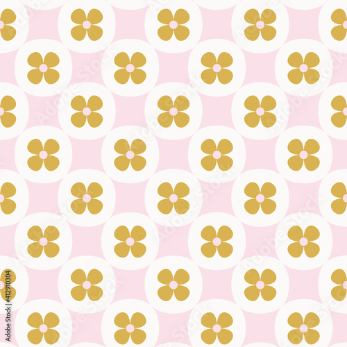 Mid Century Modern Floral Shapes Seamless Pattern 