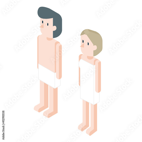 直立している男女のサウナー
