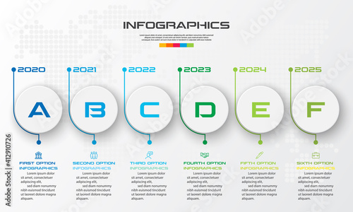 Timeline infographic template,Business concept with 6 options,Vector illustration.
