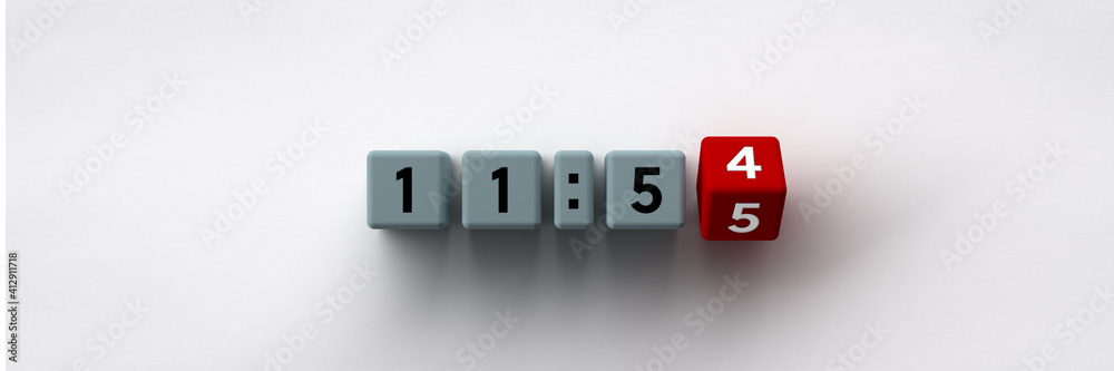 3D cubes with the time 11:54 - 11:55 3D cubes with the time 11:54 - 11:55