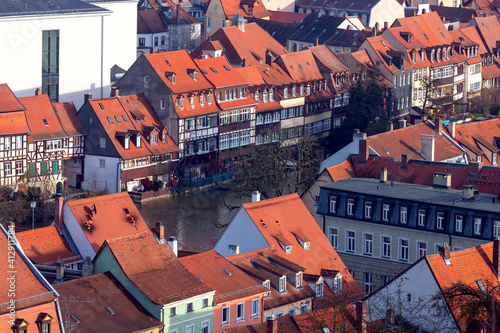 Bamberg. Aerial city view in the evening.