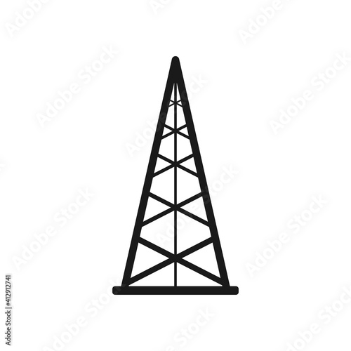 Electric tower icon. Oil derrick sign. Oil drilling wells symbol.