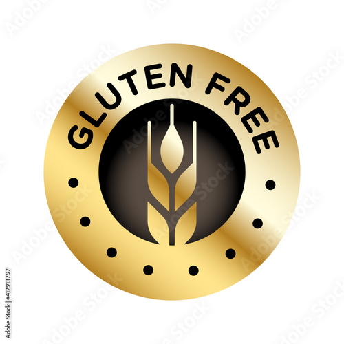 Isolated gluten free icon badge stamp for food packaging label. Allergen free.