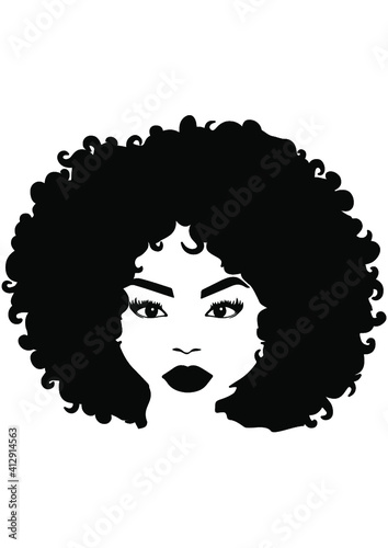 Afro Woman, Black Woman, African American Woman, African Girl, Curly Hair, Afro Queen, Eps file, Silhouette