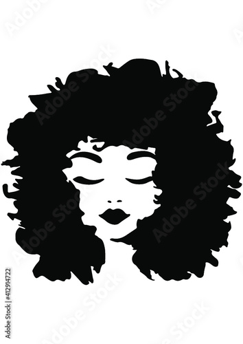 Afro Woman, Black Woman, African American Woman, African Girl, Curly Hair, Afro Queen, Eps file, Silhouette