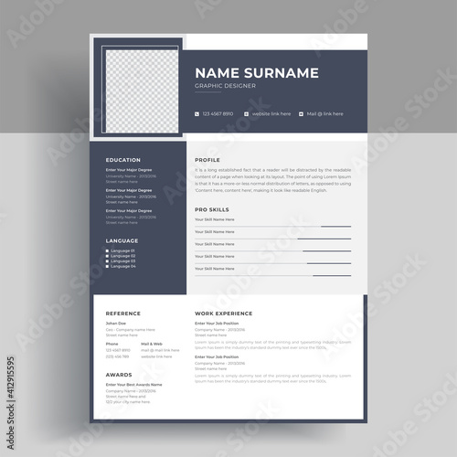 Minimal and clean resume or cv template