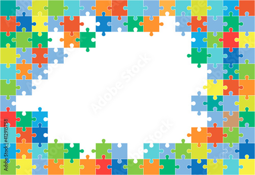 Pieces of colorful puzzles (mosaic) in disassembled form. Team, connection, merge.